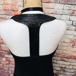 LBD lil black dress sequins halter back medium